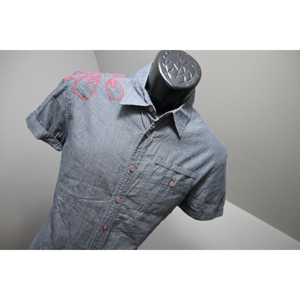 Armani Exchange Dress Shirt Striped Button‎ Up Short Sleeve Mens Size Small